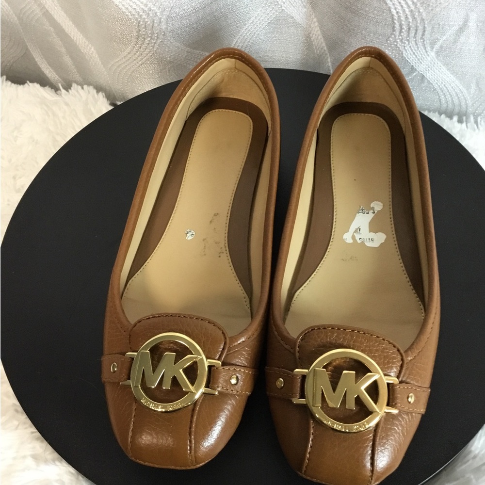 Michael Kors Cognac Leather Logo Toe Ballet Flats - Picture 7 of 7